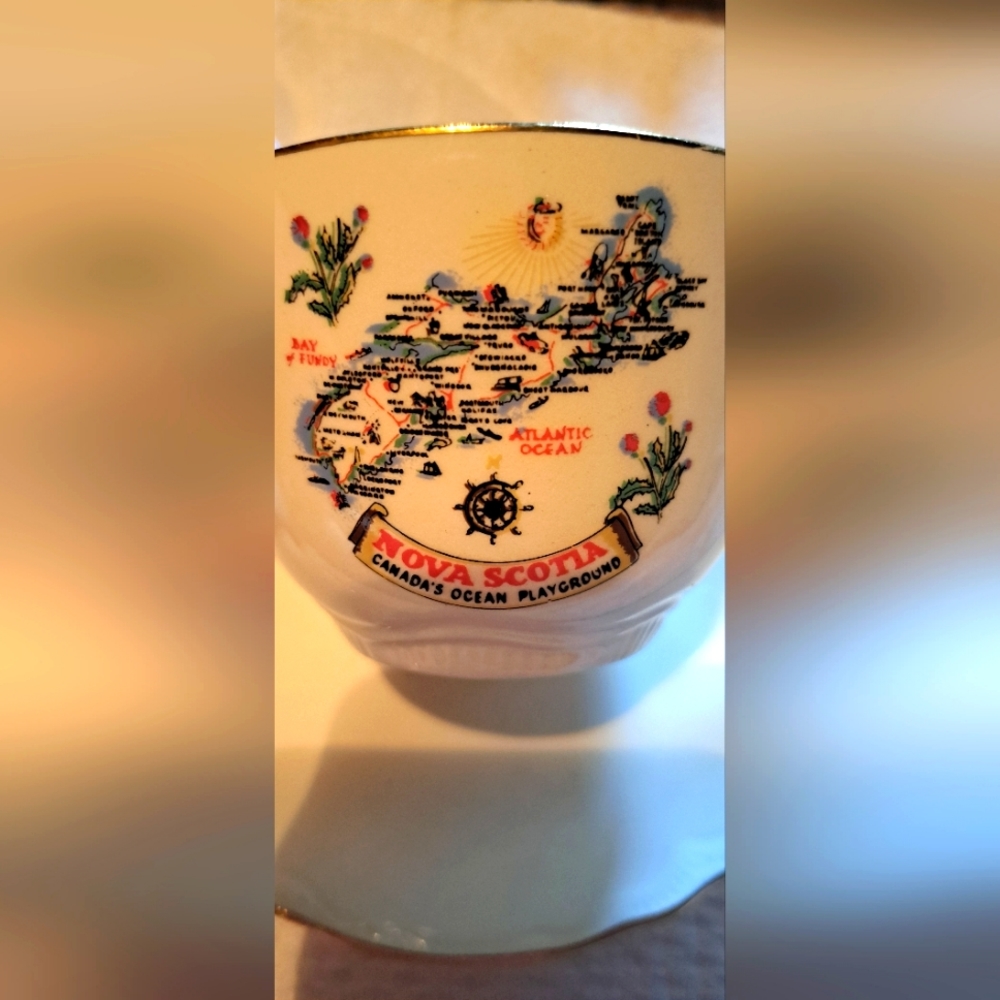 Beautiful Nova Scotia Tea Cup W/saucer Decorated In Canada With 22k Gold On Rims